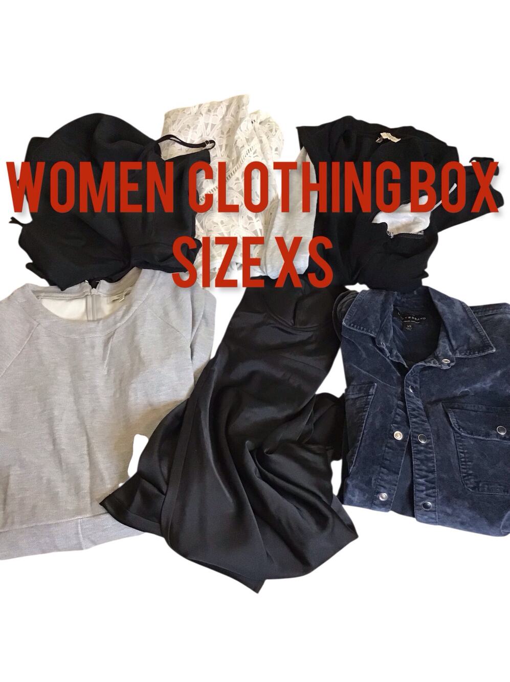 Women 5Lb Clothing lot Box /Reseller Box  Sz. XS Various Brands NWT-EUC 6 items